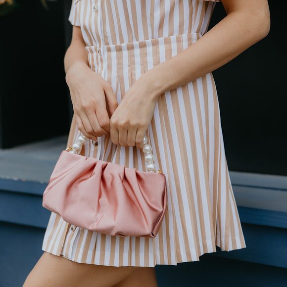 Dusty Rose Satin Evening Bag - Picture 3 of 3